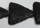 CLV53 15 inches 26*28mm triangle black natural lava beads wholesale