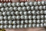 CLV530 15.5 inches 6mm round plated lava beads wholesale