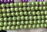 CLV535 15.5 inches 6mm round plated lava beads wholesale