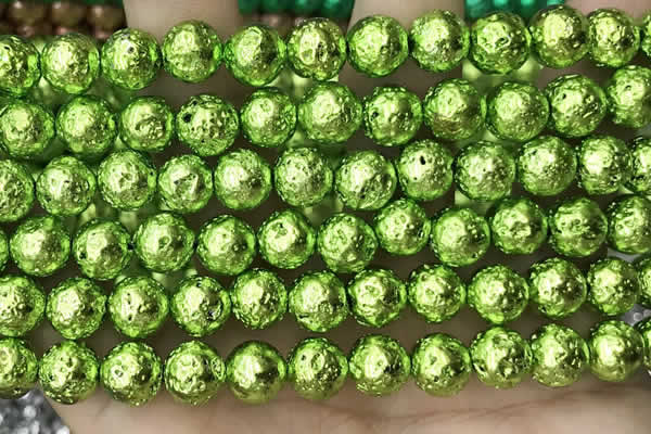 CLV536 15.5 inches 6mm round plated lava beads wholesale