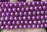 CLV548 15.5 inches 8mm round plated lava beads wholesale