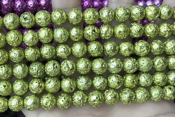 CLV555 15.5 inches 10mm round plated lava beads wholesale