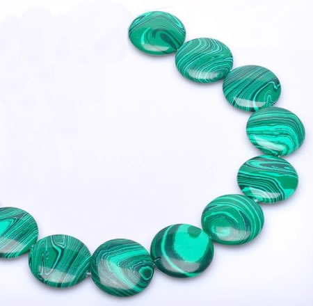 CMA08 15.5 inches 25mm coin imitate malachite beads wholesale