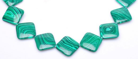 CMA10 15.5 inches 31mm rhombus imitate malachite beads wholesale