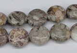 CMB08 15.5 inches 14mm flat round natural medical stone beads