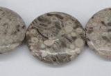 CMB14 15.5 inches 30mm flat round natural medical stone beads