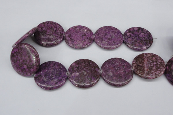 CMB34 15.5 inches 40mm flat round dyed natural medical stone beads