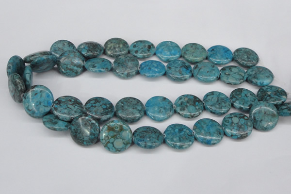 CMB43 15.5 inches 20mm flat round dyed natural medical stone beads