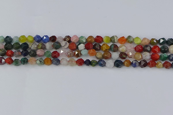 CME106 15.5 inches 6mm faceted nuggets mixed gemstone beads