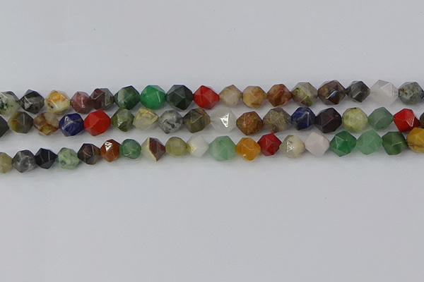 CME107 15.5 inches 8mm faceted nuggets mixed gemstone beads