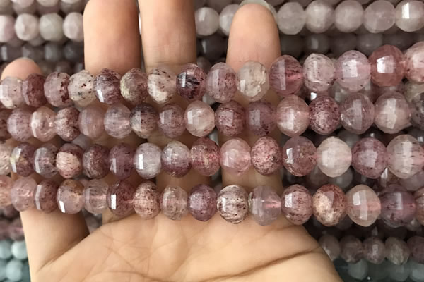 CME208 15.5 inches 7*9mm - 8*10mm pumpkin strawberry quartz beads