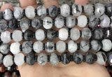 CME302 15.5 inches 8*11mm - 9*12mm pumpkin black rutilated quartz beads