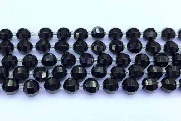 CME375 15 inches 10mm pumpkin black agate beads