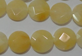 CME51 15.5 inches 15mm faceted coin yellow jade gemstone beads