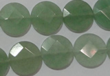 CME52 15.5 inches 15mm faceted coin green aventurine gemstone beads