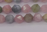 CMG201 15.5 inches 6mm faceted nuggets morganite gemstone beads