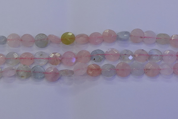 CMG253 15.5 inches 10mm faceted coin morganite beads