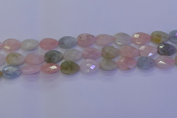 CMG272 15.5 inches 10*14mm faceted flat teardrop morganite beads