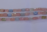 CMG277 15.5 inches 8*12mm faceted rectangle morganite beads