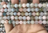 CMG379 15.5 inches 8mm faceted round morganite gemstone beads