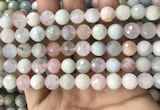 CMG380 15.5 inches 10mm faceted round morganite gemstone beads