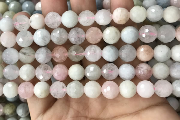 CMG380 15.5 inches 10mm faceted round morganite gemstone beads