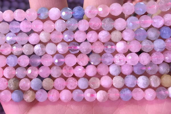 CMG397 15.5 inches 5mm faceted round morganite beads wholesale