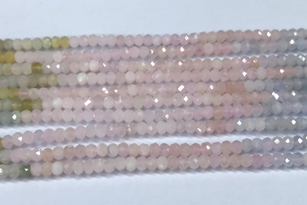 CMG455 15 inches 2*3mm faceted rondelle morganite beads