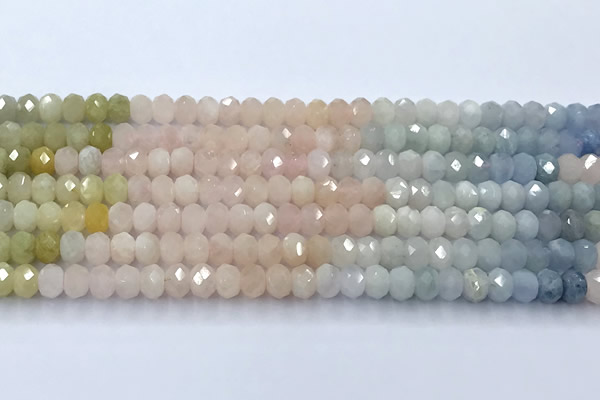 CMG456 15 inches 4*6mm faceted rondelle morganite beads