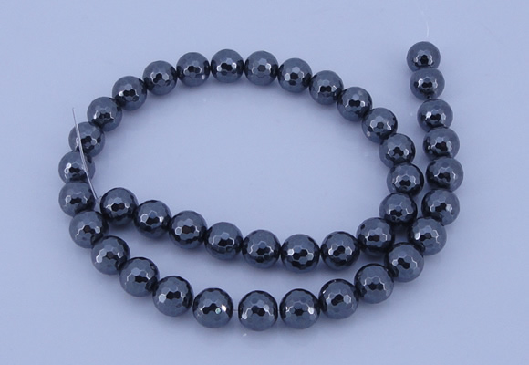 CMH04 16 inches 8mm faceted round magnetic hematite beads