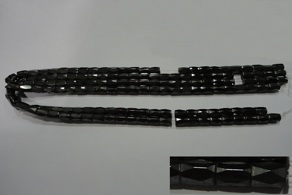 CMH105 15.5 inches 5*8mm faceted tube magnetic hematite beads