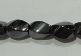 CMH151 15.5 inches 5*8mm twisted rice magnetic hematite beads