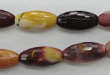 CMK131 15.5 inches 10*20mm faceted rice mookaite beads wholesale