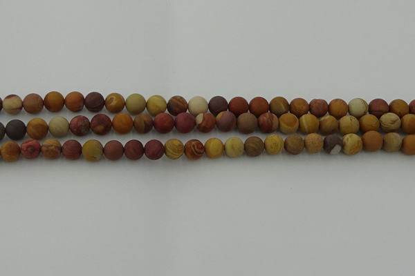 CMK311 15.5 inches 6mm round matte sunset mookaite beads