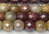 CMK355 15 inches 6mm faceted round AB-color mookaite beads