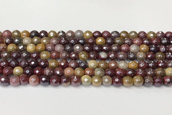 CMK355 15 inches 6mm faceted round AB-color mookaite beads