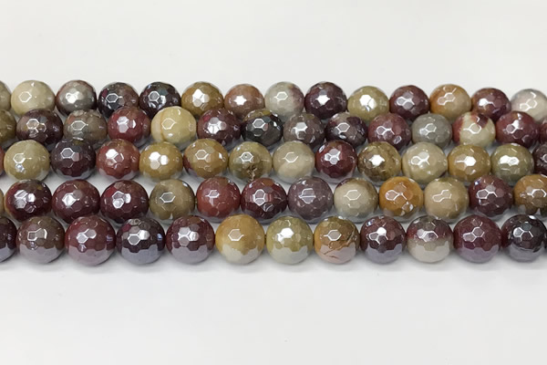 CMK357 15 inches 10mm faceted round AB-color mookaite beads