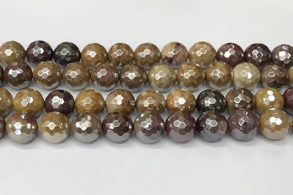 CMK358 15 inches 12mm faceted round AB-color mookaite beads