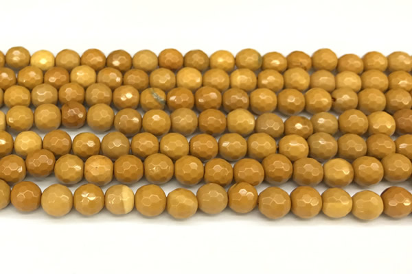 CMK365 15 inches 6mm faceted round yellow mookaite beads