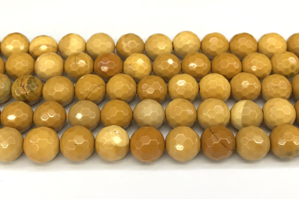 CMK367 15 inches 10mm faceted round yellow mookaite beads