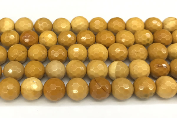 CMK368 15 inches 12mm faceted round yellow mookaite beads