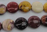 CMK87 15.5 inches 15mm flat round mookaite beads wholesale