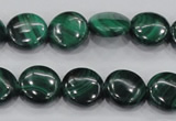 CMN100 15.5 inches 14mm flat round natural malachite beads wholesale