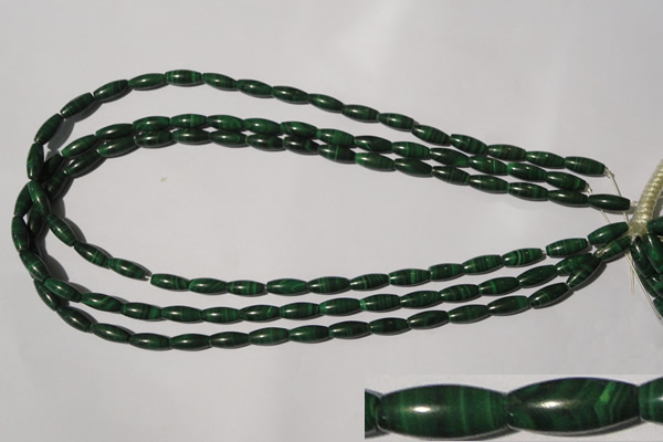 CMN211 15.5 inches 5*12mm rice natural malachite beads wholesale