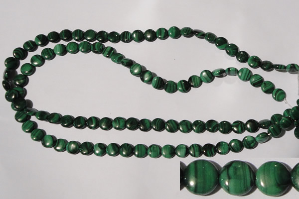 CMN251 15.5 inches 8mm flat round natural malachite beads wholesale