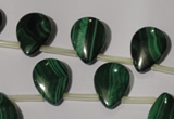 CMN322 Top-drilled 12*16mm flat teardrop natural malachite beads