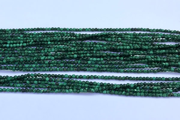 CMN450 15 inches 2mm faceted round malachite beads