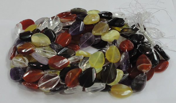 CMQ09 18*25mm twisted faceted teardrop multicolor quartz beads