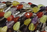 CMQ20 15.5 inches 8*10mm faceted teardrop multicolor quartz beads