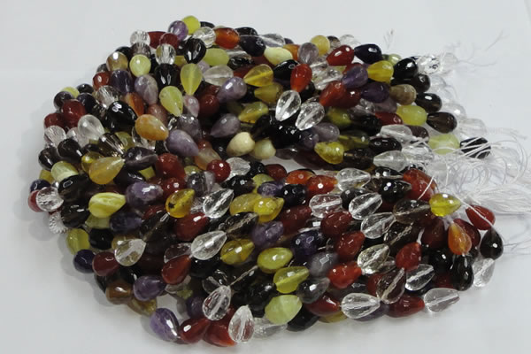 CMQ21 15.5 inches 10*14mm faceted teardrop multicolor quartz beads